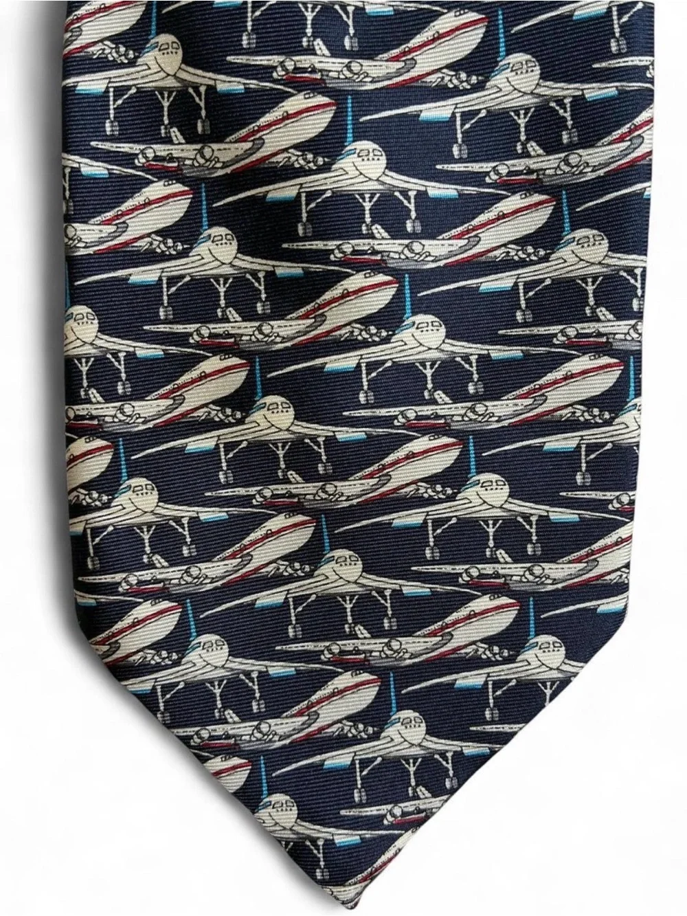 Vintage Silk Tie Airplane Print Made in Italy